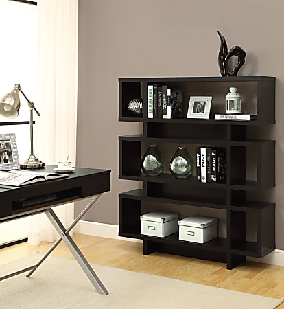 Monarch Specialties 3-Shelf Modern Bookcase, Cappuccino