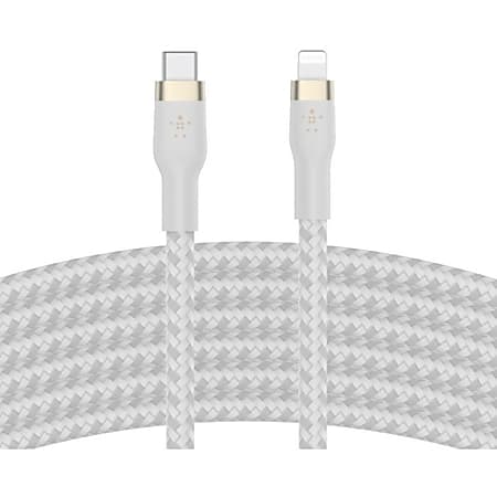 Belkin BoostCharge Pro Flex Braided USB-C To Lightning Cable, 3M/10ft, White