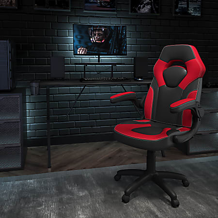 Flash Furniture Gaming Desk And Racing Chair Set With Cup Holder, Headphone Hook and Monitor/Smartphone Stand, Red