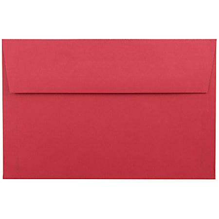 JAM Paper® Booklet Invitation Envelopes, A9, Gummed Seal, 30% Recycled, Red, Pack Of 25