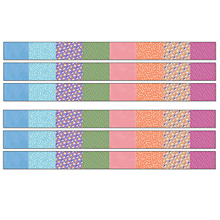Carson Dellosa Education Straight Borders, 3" x 36", Crafty and Cool Patchwork, 36 Feet Per Pack, Set Of 6 Packs