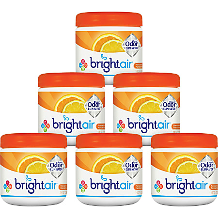 Bright Air Super Odor Eliminator Air Fresheners, Mandarin Orange/Fresh Lemon Scent, 14 Oz, Pack Of 6