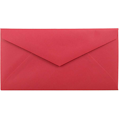 JAM Paper® Booklet Envelopes, #7 3/4 Monarch, Gummed Seal, 30% Recycled, Red, Pack Of 25