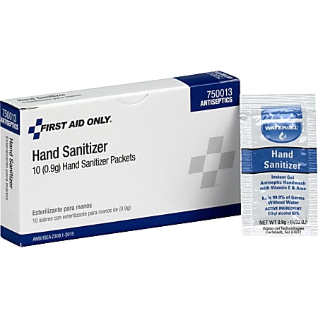 First Aid Only Hand Sanitizer - 0.03 oz - Kill Germs - Hand - White - Quick Drying, Non-sticky, Anti-septic - 1 Each