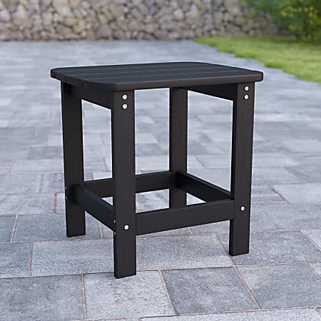 Flash Furniture Charlestown All-Weather Adirondack Side Table, 18-1/4”H x 18-3/4”W x 15”D, Black