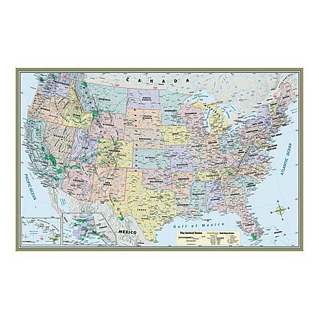 QuickStudy Detailed Topography Map, United States, 50" x
