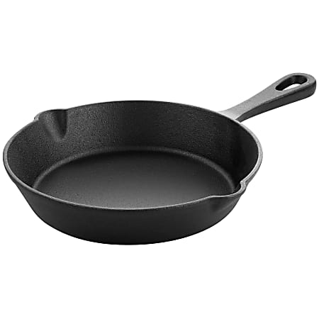 MegaChef 8" Round Cast Iron Frying Pan, Black