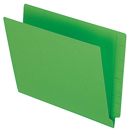 Office Depot® Brand Color End Tab Folders, 8 1/2" x 11", Letter Size, Green, Pack Of 10