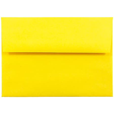 JAM Paper® Booklet Invitation Envelopes, A6, Gummed Seal, 30% Recycled, Yellow, Pack Of 25