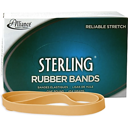 Alliance Rubber 25075 Sterling Rubber Bands, Size #107, 7" x 5/8", Natural Crepe, Approximately 50 Bands