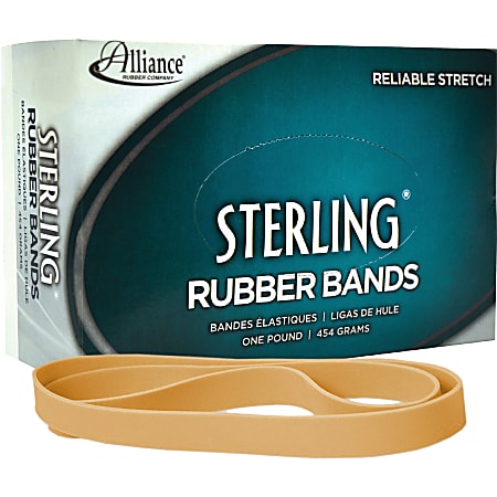 Alliance Rubber 25075 Sterling Rubber Bands, Size #107, 7" x 5/8", Natural Crepe, Approximately 50 Bands