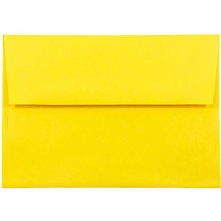 JAM Paper® Booklet Invitation Envelopes, A8, Gummed Seal, 30% Recycled, Yellow, Pack Of 25