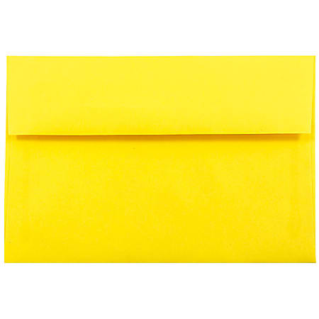 JAM Paper® Booklet Invitation Envelopes, A10, Gummed Seal, 30% Recycled, Yellow, Pack Of 25