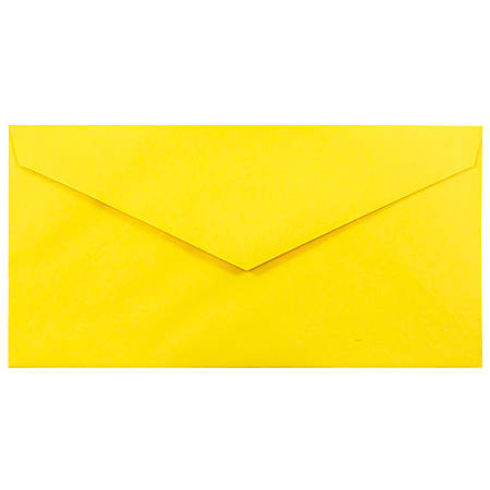 JAM Paper® Booklet Envelopes, #7 3/4 Monarch, Gummed Seal, 30% Recycled, Yellow, Pack Of 25