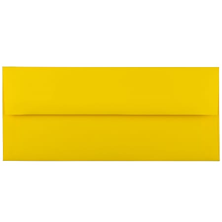 JAM Paper® Booklet Envelopes, #10, Gummed Seal, 30% Recycled, Yellow, Pack Of 25
