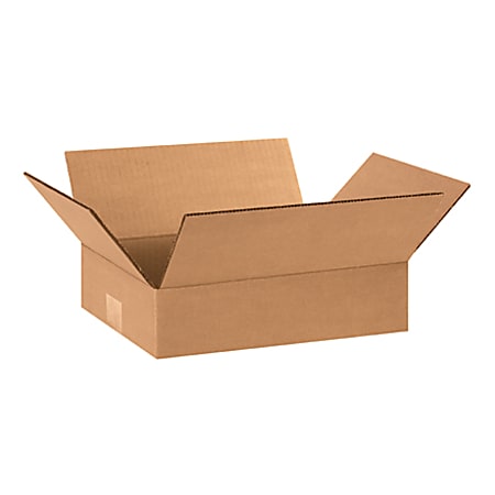 Partners Brand Flat Corrugated Boxes 12" x 8" x 3", Bundle of 25