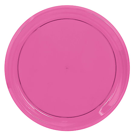 Amscan Round Plastic Platters, 16", Bright Pink, Pack Of 5 Platters