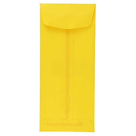 JAM Paper® #10 Policy Envelopes, Gummed Seal, 30% Recycled, Yellow, Pack Of 25