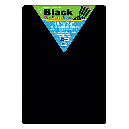 Flipside Non-Magnetic Unframed Dry-Erase Whiteboards, 18" x 24" x 1/16", Black, Pack Of 2