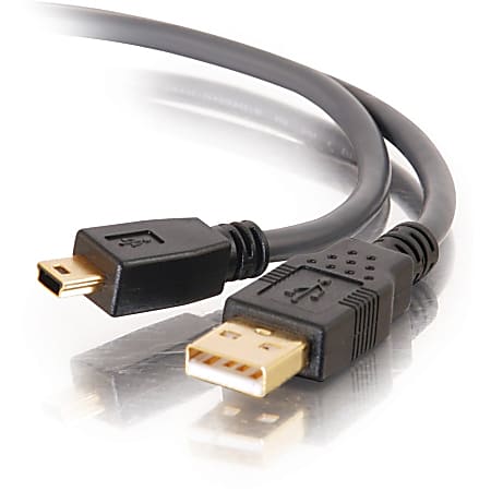 C2G Ultima Series 6.6ft USB A to USB Mini B Cable - USB to Mini B Cable - USB 2.0 - Black - M/M - Type A Male USB - Mini Type B Male USB - 6.56ft - Charcoal