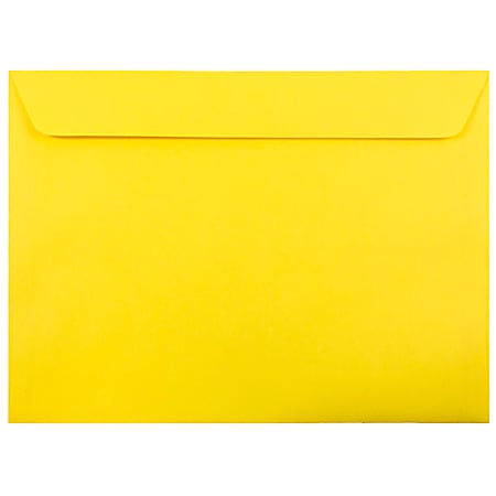 JAM Paper® Booklet Envelopes, 9" x 12", Gummed Seal, 30% Recycled, Yellow, Pack Of 25