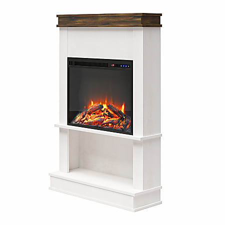Ameriwood Home Mateo Fireplace With Mantel And Open Shelf, 45-1/4"H x 29-3/4"W x 9-3/4"D, Ivory Oak/Rustic