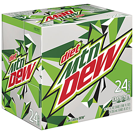 Pepsi Diet Mountain Dew Soda, 12 Oz, Pack Of 24 Bottles
