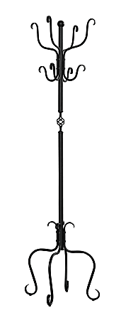 Monarch Specialties 8-Hook Hammered Metal Coat Rack, 74"H x 21"W x 21"D, Black