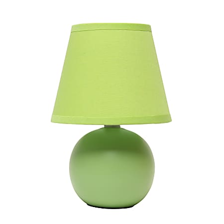 Simple Designs  Mini Ceramic Globe Table Lamp, 8.66"H, Green