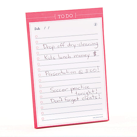 See Jane Work® Sticky Note List Pads, "To Do," 4" x 6", Pink, Pad Of 100 Sheets