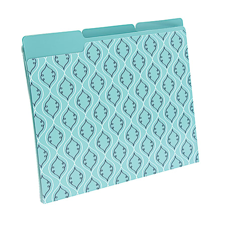 See Jane Work® File Folders, Letter Size, 1/3-Cut Tabs, Blue Print, Pack Of 6