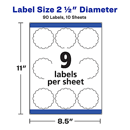 Avery Permanent Textured Labels With Sure Feed 8218 Round Scallop 2 12 ...