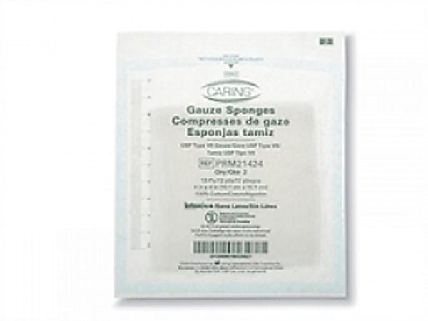 Medline Caring Sterile Woven Gauze Sponges, 12-Ply, 4" x 4", Case Of 24