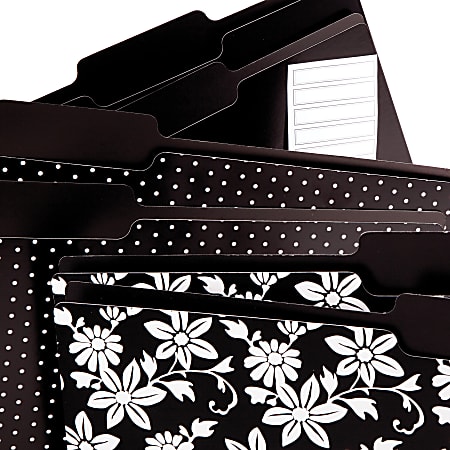 See Jane Work® File Folders, Letter Size, 1/3-Cut Tabs, Black Print, Pack Of 6