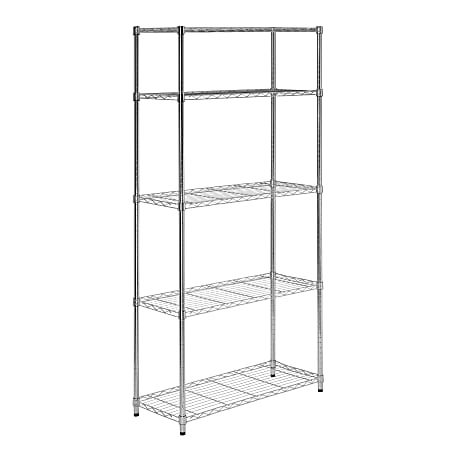 Honey-can-do SHF-01443 Urban Shelving 5-Tier Adjustable Storage Shelving Unit, Chrome - 5 Tier(s) - 72" Height x 14" Width36" Length - Floor - Durable, Adjustable Shelf, Rust Resistant - Steel