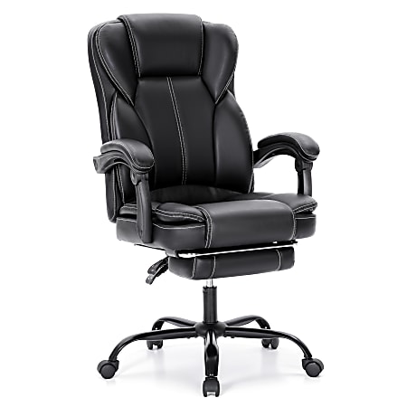 ALPHA HOME Ergonomic Faux Leather High-Back Big And Tall Executive Office Chair, Black