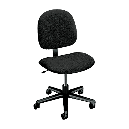HON® H7901 Every-Day Pneumatic Task Chair, 38 1/2"H x 25"W x 27"D, Black Frame, Black Fabric