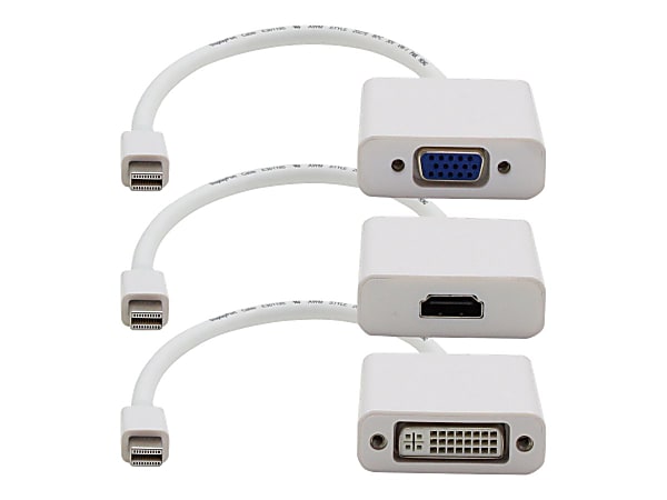 AddOn 5 Pack 8in Mini-DP to VGA Adapter Cable - Video converter - DisplayPort - VGA - white - with Mini DisplayPort-HDMI cable, Mini DisplayPort-DVI cable