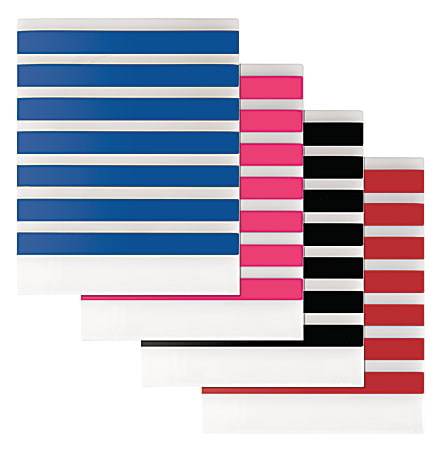 DiVoga® Stripes 2-Pocket Poly Portfolio, 8 1/2" x 11", Assorted Colors