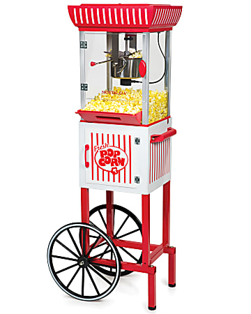 Nostalgia Electrics 10-Cup Popcorn Cart, Red/White