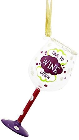 Ganz Time To Wine Down Wine Glass Ornament, 4 1/2" x 1 7/8", Multicolor