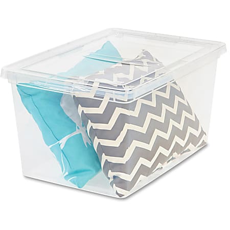 Iris USA Buckle Down Storage Box, Clear, 132 quart