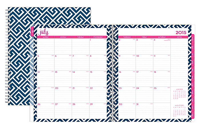 Blue Sky™ Wire-O Monthly Planner, 8" x 10", 50% Recycled, Dabney Lee, July 2015-June 2016