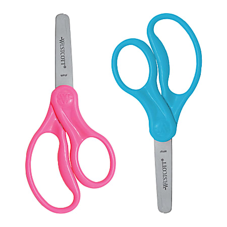 Westcott® Hard Handle Kids Value Scissors, 5", Blunt, Assorted Colors, Pack Of 2