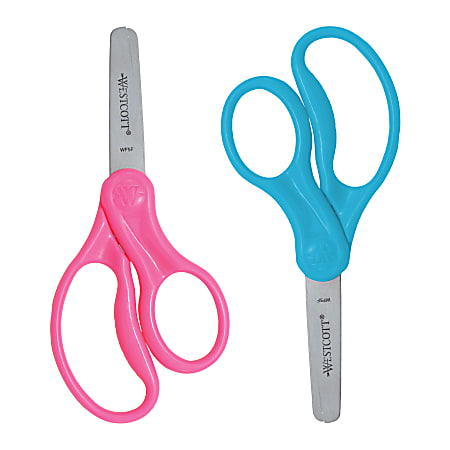 5 Hard Handle Kids Scissors, Blunt, Assorted Colors, Pack of 2