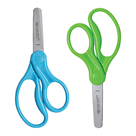 Westcott® Hard Handle Kids Value Scissors, 5", Blunt, Assorted Colors, Pack Of 2