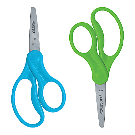 For Kids Scissors, Blunt Tip, 5 Long, 1.75 Cut Length, Randomly Assorted  Straight Handles - Pointer Office Products