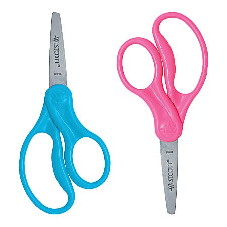 Westcott Soft Handle 5 Pointed Kids Value Scissors - 5 Overall Length -  Left/Right - Stainless Steel - Pointed Tip - Assorted - 1 Each - Thomas  Business Center Inc
