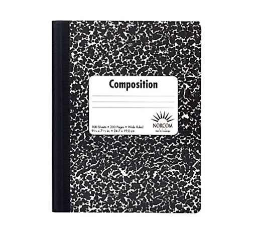 Composition Book, 7-1/2" x 9-3/4", Wide-Rule, 100 Sheets