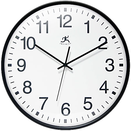 Infinity Instruments Apollo Round Wall Clock, 15”, Black